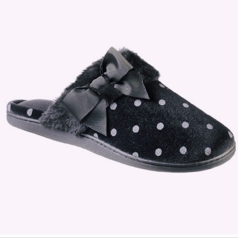 👀50% OFF🖤♨️NWT‼️ Totes Toasties brand Polka Dot Print Memory Foam Slippers - Picture 3 of 7